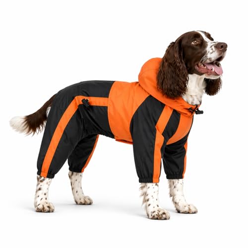 Dog Hooded Raincoat (L-S (Medium Dog ~30lbs) / Orange)
