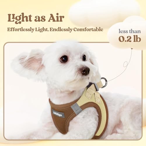 Dog Harness Medium Sized and Leash Set (Brown & Beige / M (chest: 16 - 18.5"))