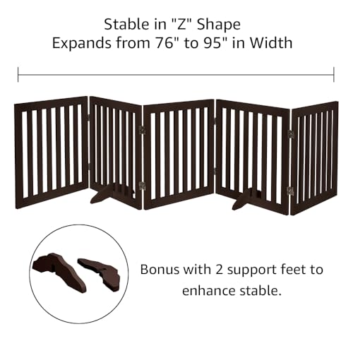 24”H Free Standing Pet Gate for Dog Cat (Espresso / 100"W×24"H)