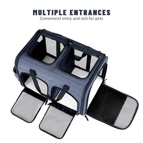 Cat Carrier for 2 Cats (Gray with 2 Pocket)
