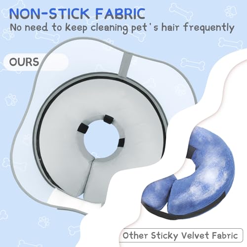 Raised Inflatable Dog Cone Collar to Stop Licking (Solid Grey / M(Neck 9"-12.5"))