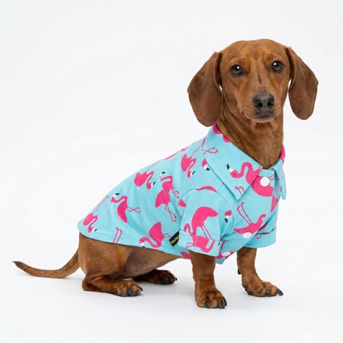 Flamingo Hawaiian Dog Shirt (Large / Flamingo)