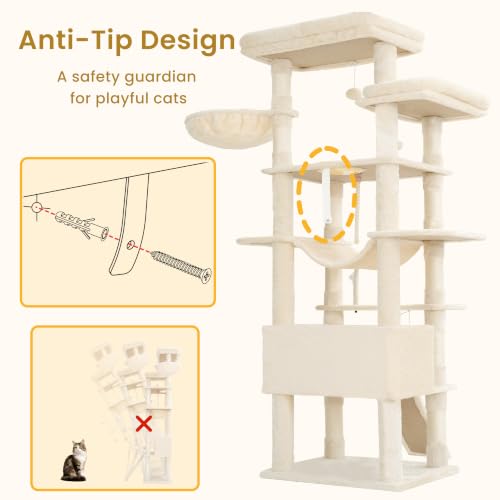 Tall Cat Tree 78 (Beige / 70 inch)