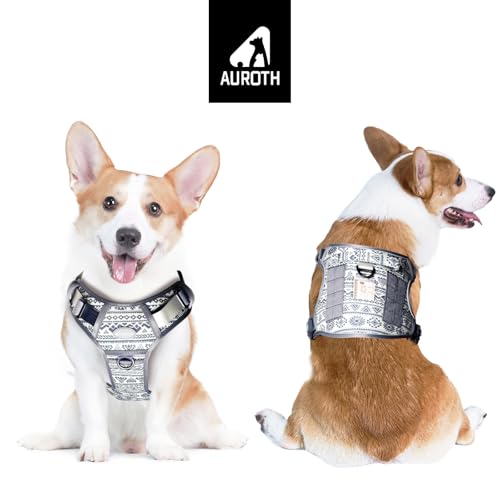Tactical Dog Harness Medium Sized Dog No Pull Adjustable Dog Vest (Tribal Patterns-Grey / M(Neck:16-22",Chest:22-33"),35-50 lbs)