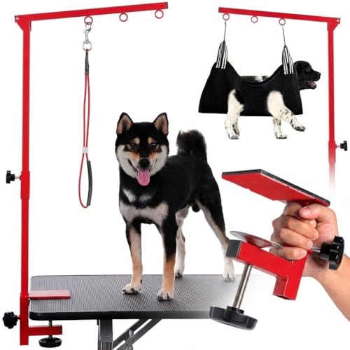 Dog Grooming Table Arm with Hammock (Red)