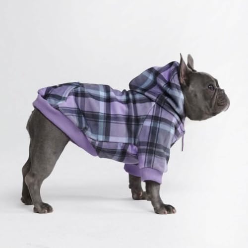 Dog Hoodie Buttery (Purple Plaid / X-Large)