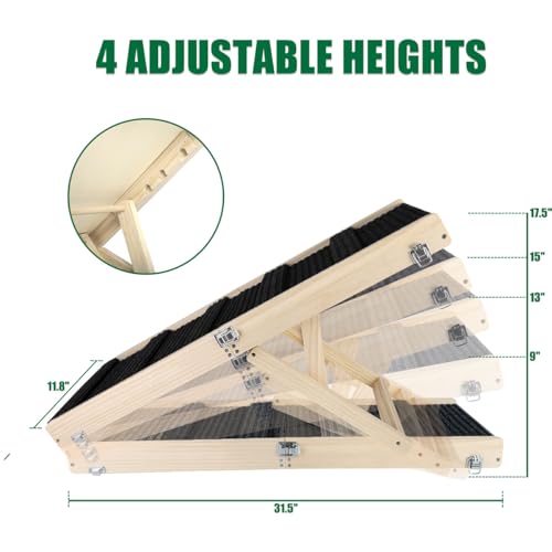 Small Dog Ramp Adjustable Portable Folding Wooden Ramp 32" Long (LGPT / 80CM/Black)