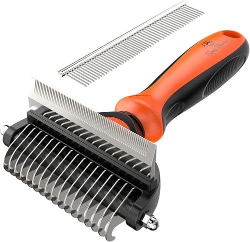 2 in 1 Professional Grooming Rake for Cats & Dogs (Orange)