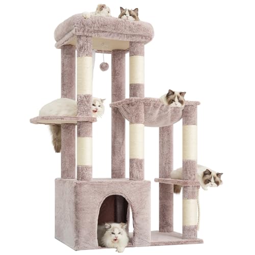 Heavy Duty Cat Tree with Large Base for Large Indoor Cats HCT026MU (Rosy Brown / L)