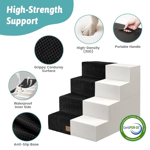 Dog Stairs for Small Dogs (Black / 17.7x23.6x17.7 inch)