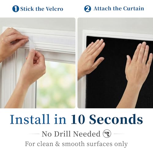 100% Blackout Self Adhesive Blackout Curtains (46"W x 60"L (Pack of 1) / Black)