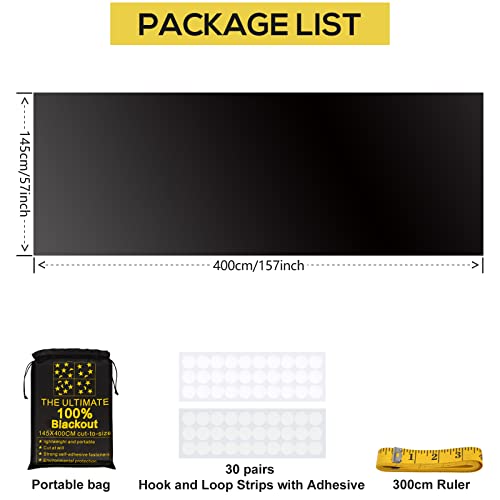 Blackout Curtains 100% Blackout Blinds Window Cover Portable Shades 157x57” (157.5"W x 57.1"L (Pack of 1))
