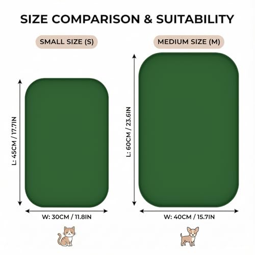 Waterproof Silicone Pet Feeding Mat Green with Raised Edge (60 x 40 cm / Dark Green)