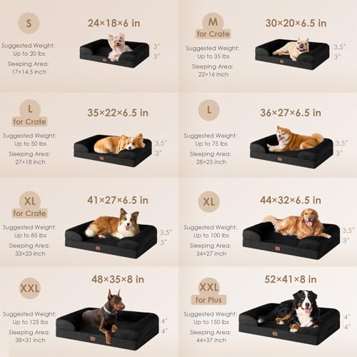 Orthopedic XXL Dog Bed (Black / 48.0"l X 35.0"w X 8.0"th)