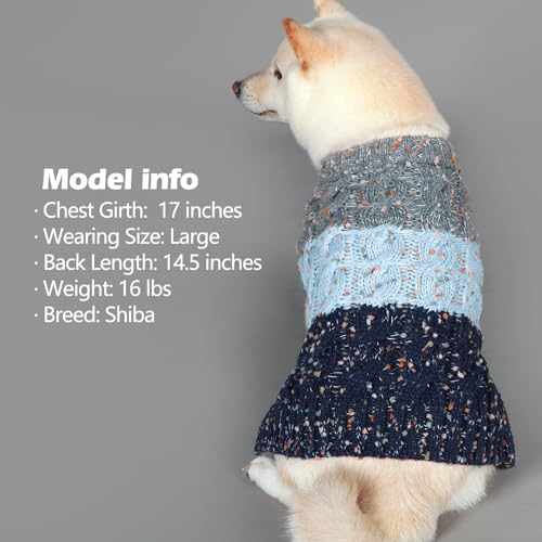 Color Block Dog Sweater for Small Dogs Turtleneck Thermal Knit (Small (7-11lbs) / 03# Navyblue)