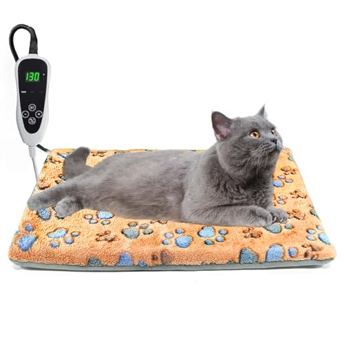 Cat Heating Pad 17×13 in Heated Cat Bed with Intelligent Constant Temperature Switch (Yellow / 17 x 13 in)