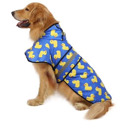 Dog Raincoat with Hood & Leash Hole S (Large / A. Ducks)
