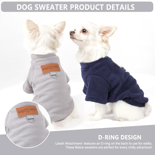 2 Pack Dog Sweaters with Leash Ring Warm Fleece Dogs Sweatshirt for Small Medium Dogs Pet Puppy Coat Apparel Outfits Winter Dog Clothes for Chihuahua (Navy+Grey / Large)
