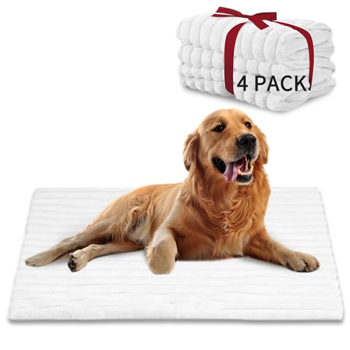 Soft Plush Fluffy Self Warming Thermal Pet Mat for Dogs and Cats (Creamy White / Large (35'' X 23'' X 1''))