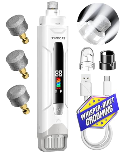 Whisper Quiet Dog Nail Grinder 50%More Power for Sensitive Dogs (White)