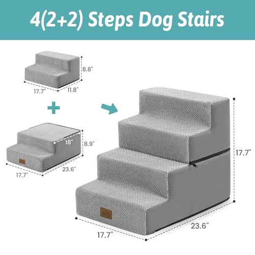 Dog Stairs for Small Dogs (Grey / 17.7x23.6x17.7 inch)