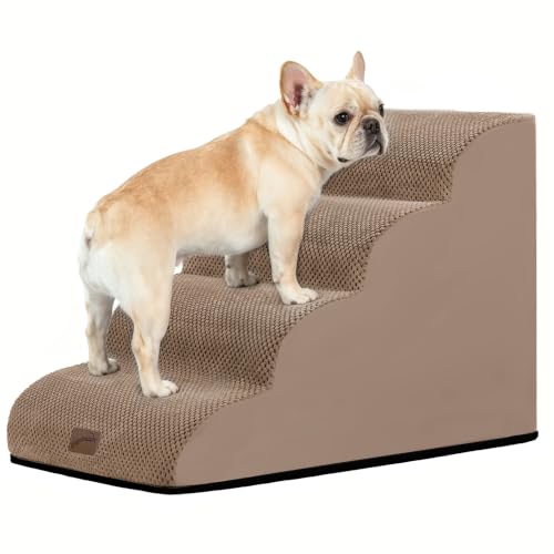 Dog Stairs for High Bed (Camel / 4-Step (28.3"D x 15.7"W x 19.7"H))