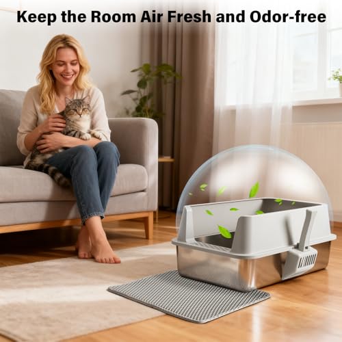 Stainless Steel Cat Litter Box with Lid (Extra Large)