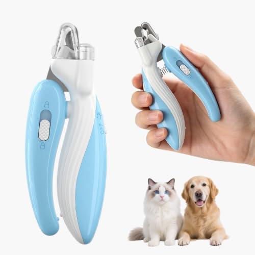 Cat Dog Pet Nail Clippers with Light (Blue)