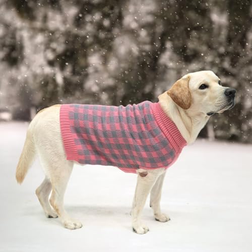 Dog Sweaters for Large Medium Small Dogs (L - Chest 28", Back 20" / Light Pink)