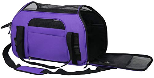 Soft Sided Pet Carrier for Cats & Small Dogs (19.0"L x 10.0"W x 13.0"H / Purple)