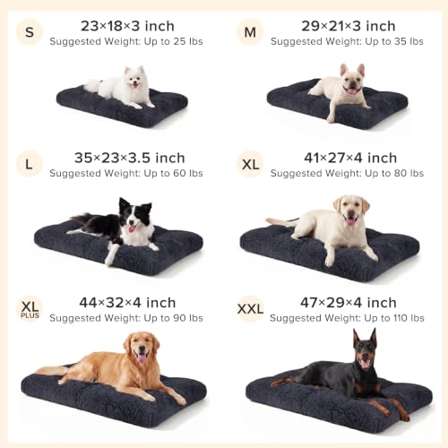 Large Dog Bed Crate Pad (40.0"L x 27.0"W x 4.0"Th / Dark Grey)