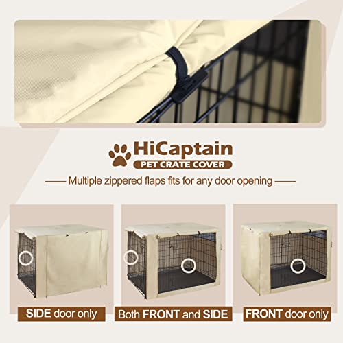 36 Inch Dog Crate Cover with Mesh (36.0"L x 23.0"W x 25.0"H / Beige)