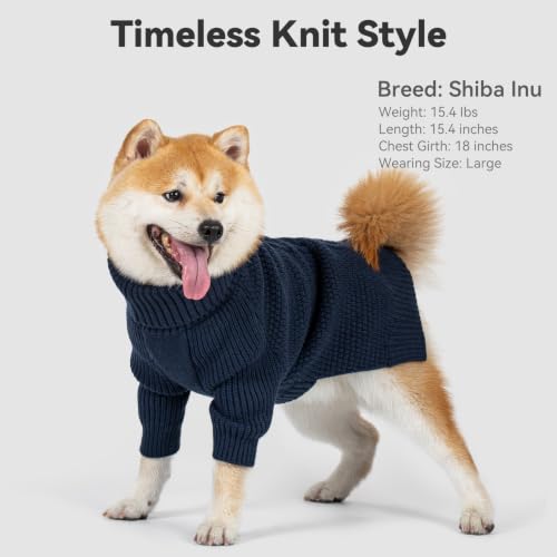 Dog Sweater Long Sleeve Warm Knitted Sweaters for Medium Dogs Boy (1# Navy / X-Large)