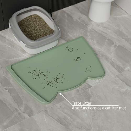 Large Dog Food Mat (24"L x 15"W / Sage Green)
