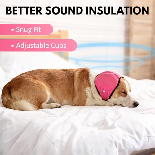 Waterproof Ear Covers for Bath & No Flap Ear Wraps for Dogs (A-PINK / M(Head Circle:15-19))