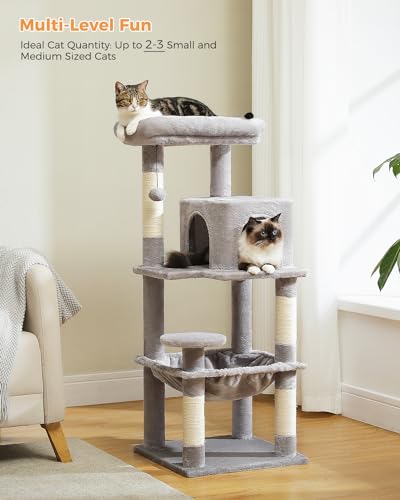 45.7" Cat Tree with Hammock (Grey / 45.7in)