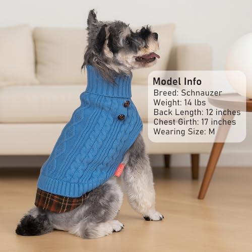 Dog Sweater for Small Dogs Turtleneck Thick Knit Pullover (Large (13-19lbs) / 8# Light blue)