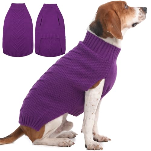Large Dog Sweater (X-Large(Chest:24.4 in) / Purple)