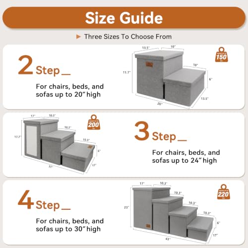 Dog Stairs with Storage (Grey with Cat Scratcher No Condo / 3)
