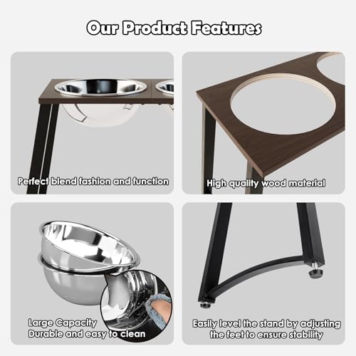 Elevated Dog Bowls for Large Dogs with Slow Feeder (Coffee- Slow Feeder & 101oz Bowls)