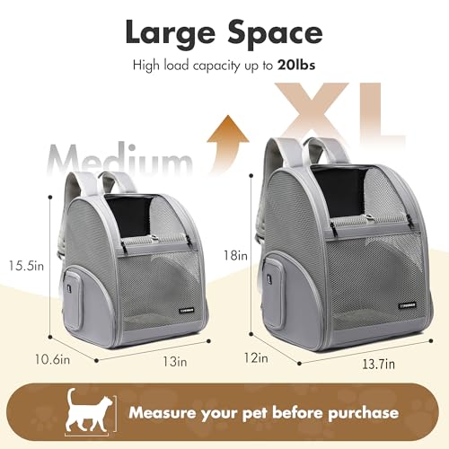 Pet Backpack Carrier (Gray / 13.7"L x 12.0"W x 18.0"H)