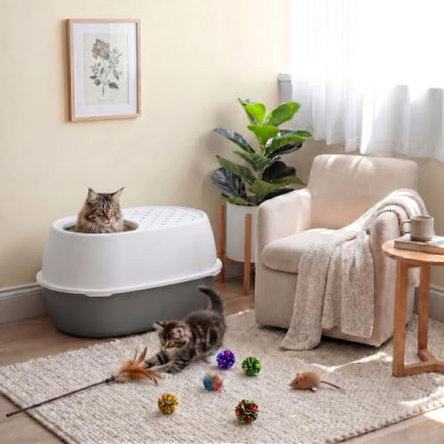 XX Large Top Entry Cat Litter Box (XXL Enclosed / Gray)