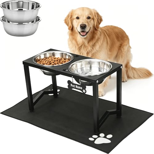Elevated Dog Bowls (Black-85oz x 2 / Height: 13")