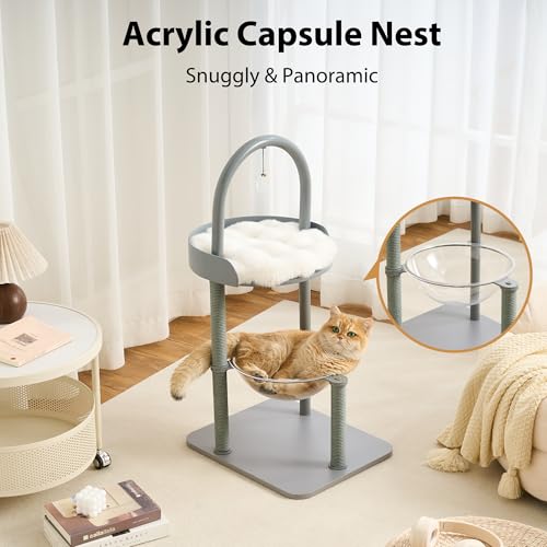 34" Modern Cat Tree Furniture for Indoor Small & Medium Cats (Dove Gray-34")