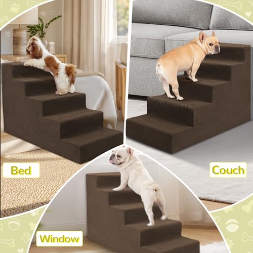 Dog Stairs for Small Dog and Cats (brown / 16.5" x 34" x 23")