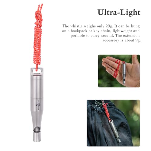 Titanium Whistle Emergency Survival Safety Whistles with Lanyard Loud for Outdoor Camping Hiking Coaches Training Sports Keychain Whistle (1 PCS - Ti9017)