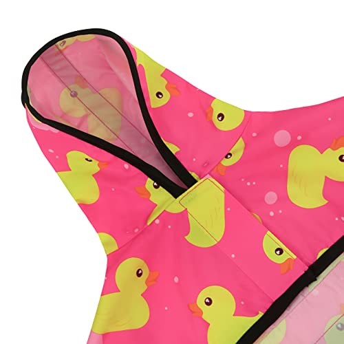 Dog Raincoat with Hood & Leash Hole S (X-Large / Ducks Pink)