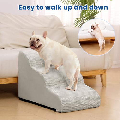 Dog Stairs for Small Dogs & Cats (Light Grey)