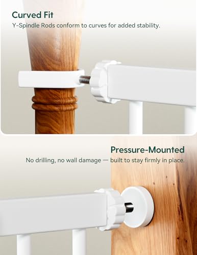 36 in Tall Baby Gate for Stairs No Drilling (White / 36"Tall 29"-48" Wide)