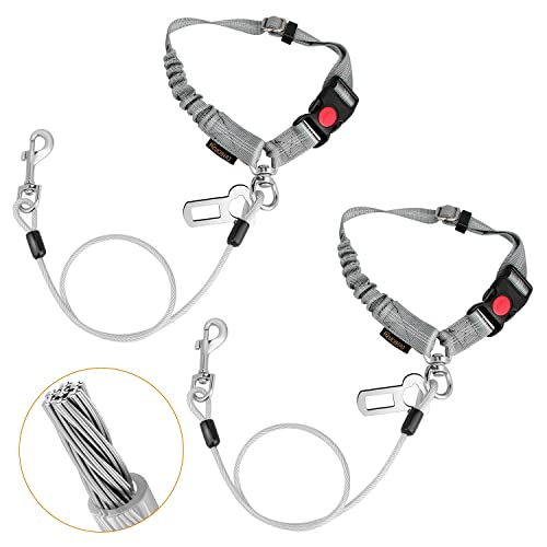 Chew Proof Dog Car Seat Belt (Gray / 2 Pack)